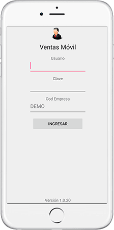 Pantalla login Ventas Móvil